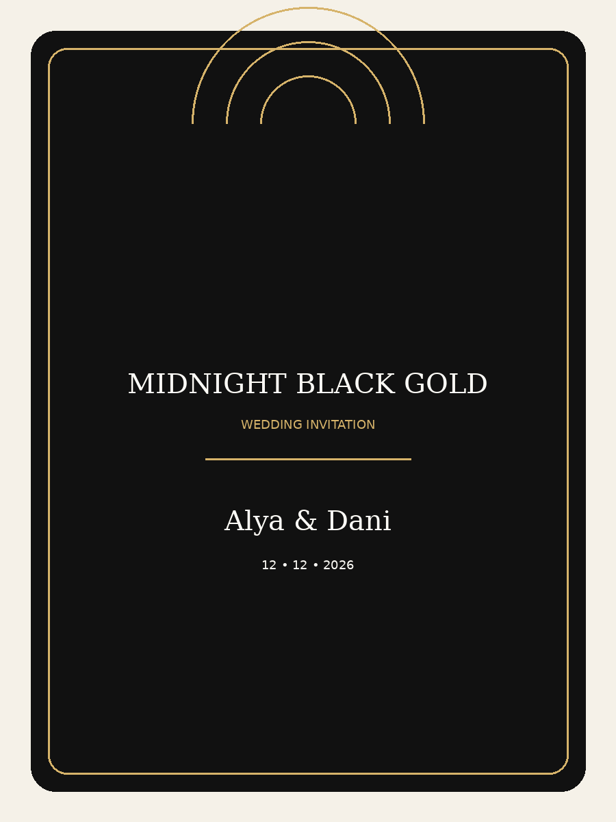 Midnight Black Gold — template undangan pernikahan