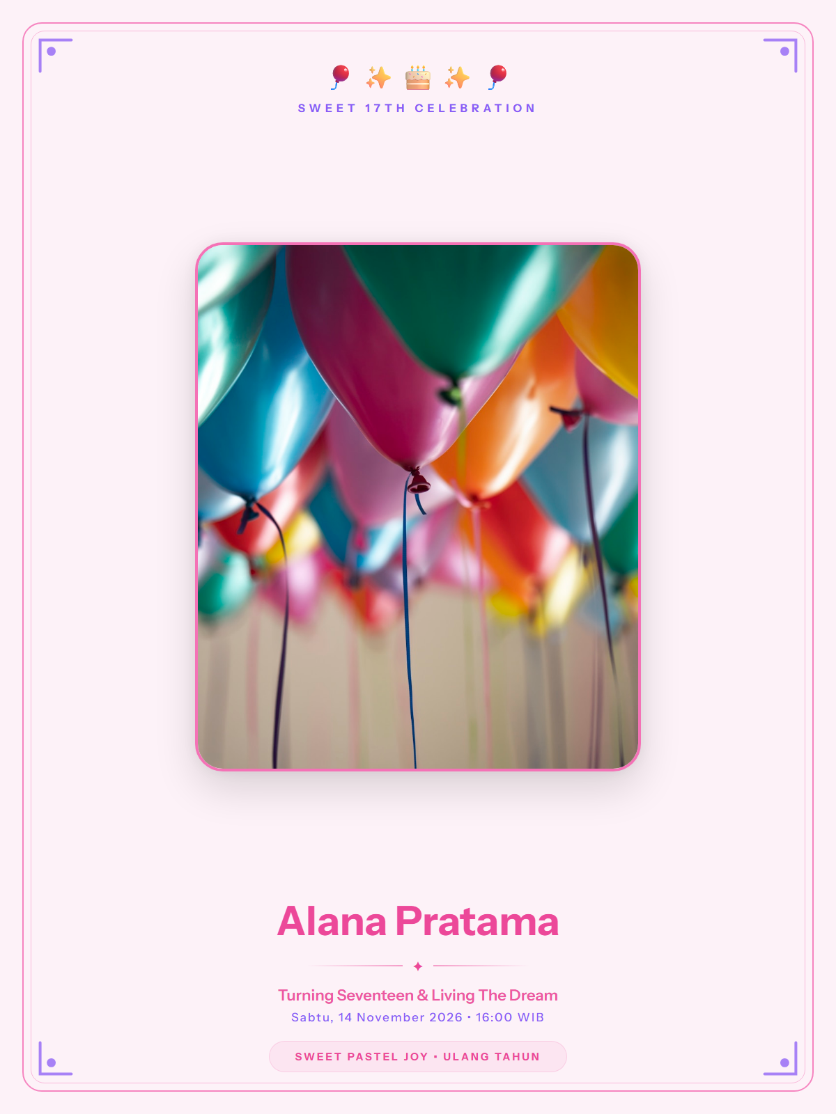 Sweet Pastel Joy — template undangan ulang-tahun