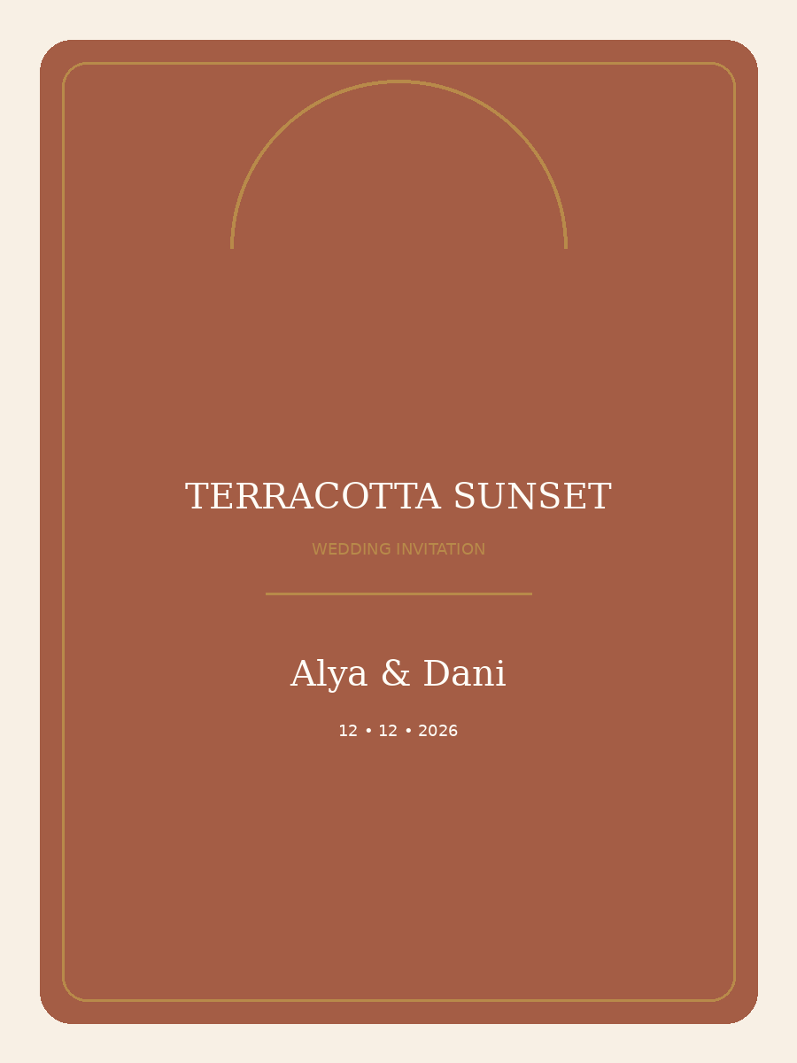 Terracotta Sunset — template undangan pernikahan premium
